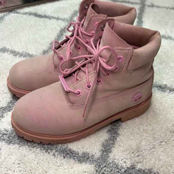 Timberland Prism Pink Suede Nubuck Leather Classic Waterproof Boots Junior 2 - Picture 4 of 10